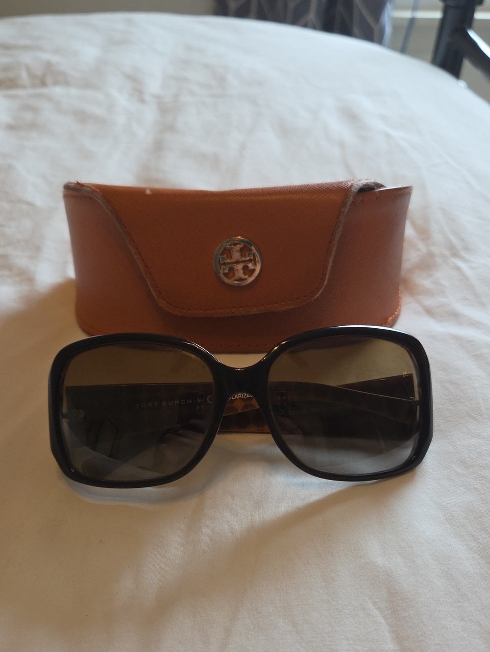 Tory Burch Dark Tortise Oversized Sunglasses with Case